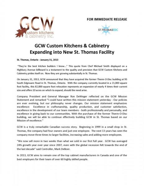 GCW Press Release